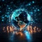 Network universe 3D globe with luminous dots, a digital symphony