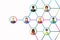 Networking concept with ethnically diverse people, network and group connected by lines