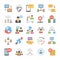 Networking Flat Vector Icons Set