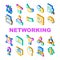 Networking Global Communication Icons Set Vector