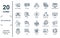 networking linear icon set. includes thin line medical research, internet attack, access denied, hacker, processor, antivirus, cit