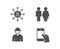 Networking, Restroom and Engineer icons. Hold smartphone sign.