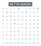 Networking vector line icons set. Networking, LAN, WAN, WiFi, Routers, Hubs, Ethernet illustration outline concept