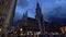 Neues Rathaus or New Town Hall at night and people in Marienplatz  Munich  Bavaria  Germany