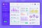 Neumorphic dashboard UI kit. Admin panel vector design template with infographic elements, HUD diagram, info graphics. Website