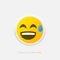 Neumorphic emoji vector icon. Positive laughs to tears emoticon in neumorphism style isolated on gray background. Vector
