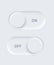 Neumorphism UI, on and off buttons set, neumorphic white 3d slider bars, unlock and lock