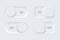 Neumorphism UI, on and off buttons set, neumorphic white 3d slider bars, unlock and lock