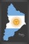 Neuquen map of Argentina with Argentinian national flag illustration