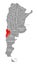 Neuquen red highlighted in map of Argentina