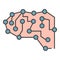 Neural brain icon color outline vector