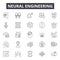 Neural engineering line icons, signs, vector set, linear concept, outline illustration