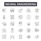 Neural engineering line icons, signs, vector set, outline illustration concept