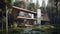 Neural generated exterior of a Nordic-inspired house surrounded by a peaceful forest