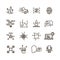 Neural network, artificial intelligence line vector icons. Face, speech and image recognition
