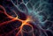 Neural network, macro view of neurons inside brain, illustration, generative AI