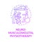 Neuro musculoskeletal physiotherapy gradient purple concept icon