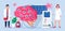 Neurologist concept vector for medicine blog, medical blog. Brain with EKG, encephalogram machine