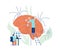 Neurology and brain research laboratory flat vector illustration isolated.