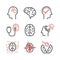 Neurology Center. Clinic icons. Brain signs. Vector illustration