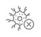 Neuron with cross checkmark line icon. Disease neural tissue, nerve cell disease symbol