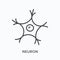 Neuron flat line icon. Vector outline illustration of nerve cell. Black thin linear pictogram for neurology