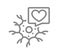 Neuron with heart in speech bubble line icon. Healthy neural tissue symbol