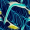 Neuron System. Scientific Spiral Background. Neuron System Picture. Funky Swirled Print. Fantasy Ornate Artwork. Cyberpunk Neon