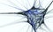 Neuron technology concept. Blue black stringy and viscous shape or substance on white.