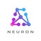 Neuron Vector Logo forming Letter A Typography . Triangle Neurons Illustration Symbol