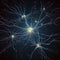 Neuronal network with electrical activity of neuron cells AI generated illustration. Neuroscience, neurology, nervous system and