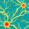 Neuronal network, seamless pattern. AI generative illustration, pattern in vibrant colors generated by AI