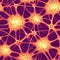 Neuronal network, seamless pattern in magenta, orange and yellow. AI generative illustration, pattern generated by AI