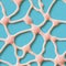 Neuronal network, seamless pattern in pink on blue background. AI generative illustration, pattern generated by AI