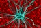 Neurons. Active nerve cells in human neural system. Braincell. 3D illustration.