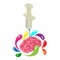 Neurophysiology icon isometric vector. Realistic human brain disposable syringe