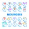 Neurosis Brain Problem Collection Icons Set Vector