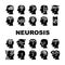 Neurosis Brain Problem Collection Icons Set Vector