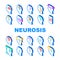 Neurosis Brain Problem Collection Icons Set Vector