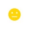 Neutral emoji anthropomorphic face. Yellow smile isolated on a white background.