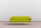 Neutral interior with yellow chair on empty white wall background