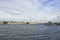 Neva river, houses and clear sky