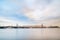 Neva river in Saint Petersburg, Russia panoramic long exposure view