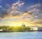 Neva river scape and the Church of the Savior on Spilled Blood