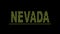 Nevada. Animated appearance of the inscription on line. Isolated Letters from pixels. Yellow color.