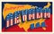 Nevada USA. Retro style postcard with patriotic stars and stripes lettering