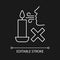 Never blow out candle white linear manual label icon for dark theme