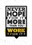 Never Hope For It More Than You Work For It. Inspiring Creative Motivation Quote. Vector Typography Banner Design