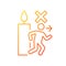 Never leave burning candle gradient linear vector manual label icon