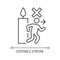 Never leave burning candle linear manual label icon